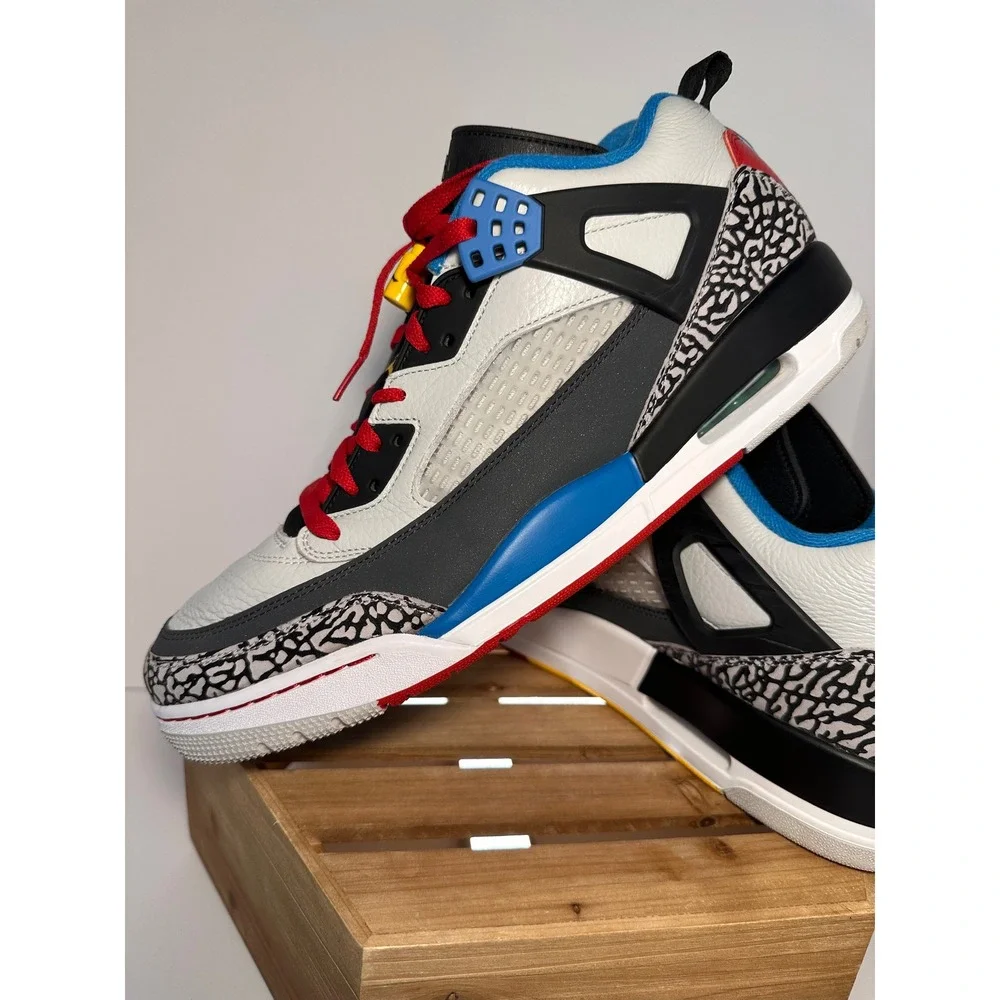 Jordan Spizike White Cement Blue Red Yellow 315371-132 Mens Basketball Shoes